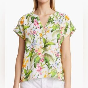 Tommy Bahama Island Soft Women's Breezy Blooms Split Neck Shirt Size XS
